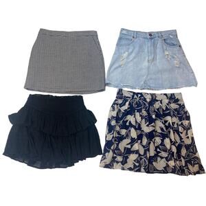 Old Navy Cotton On Women Multi Denim Ruffle Mini Skirt 4Pc Lot Set Size M/S/6/26